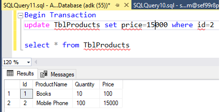 What is transaction in sql server with example